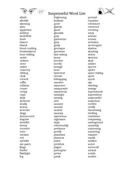 suspenseful words.
